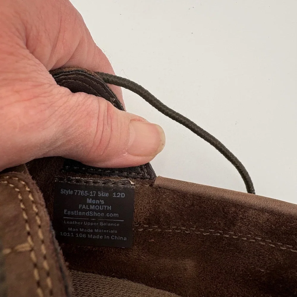 Eastland Mens Falmouth Bomber Brown Leather‎ Boat Shoes Size 12D